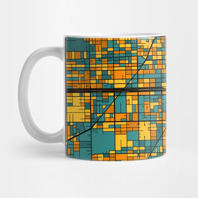 Chicago Map Pattern in Orange & Teal by PatternMaps